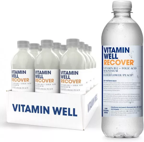 Vitamin Well - RECOVER - Elderflower & Peach Functional Vitamin Water x 12 x 500ml - Coffee Supplies