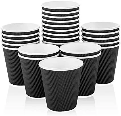 Black Triple Wall Ripple Cups & Lids - Coffee Supplies