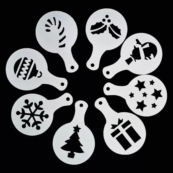 Festive Coffee Stencils Set x 8 - Coffee Supplies