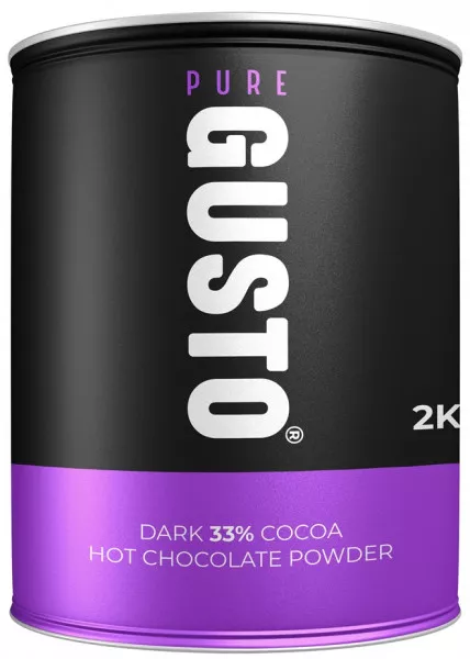 GUSTO Dark 33% Vegan Hot Chocolate Tins 2KG - Coffee Supplies