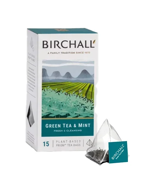 Birchall Green Tea & Mint Prism Tea Bags - Coffee Supplies