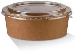 Round Kraft Paper Food Bowls & Lids x 300 - Coffee Supplies