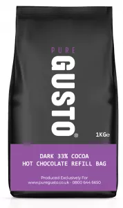 GUSTO Dark 33% Vegan Hot Chocolate Bags 1 KG - Coffee Supplies