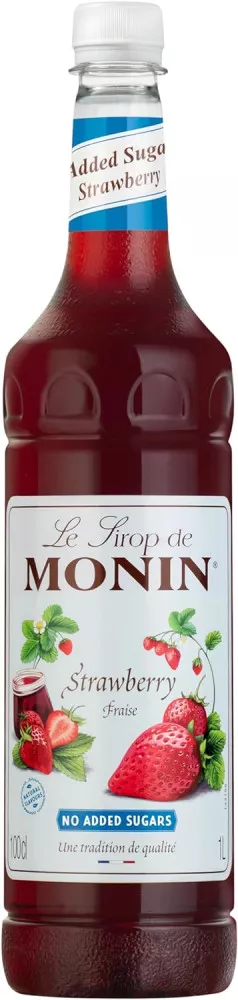 MONIN No Added Sugar Strawberry Syrup - 1 Litre - Coffee Supplies