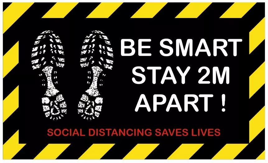 Be Smart Stay 2M Apart Anti Slip Floor Sticker - Coffee Supplies