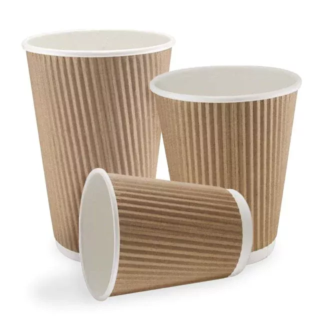 Kraft Ripple Coffee Cups & Lids - Coffee Supplies