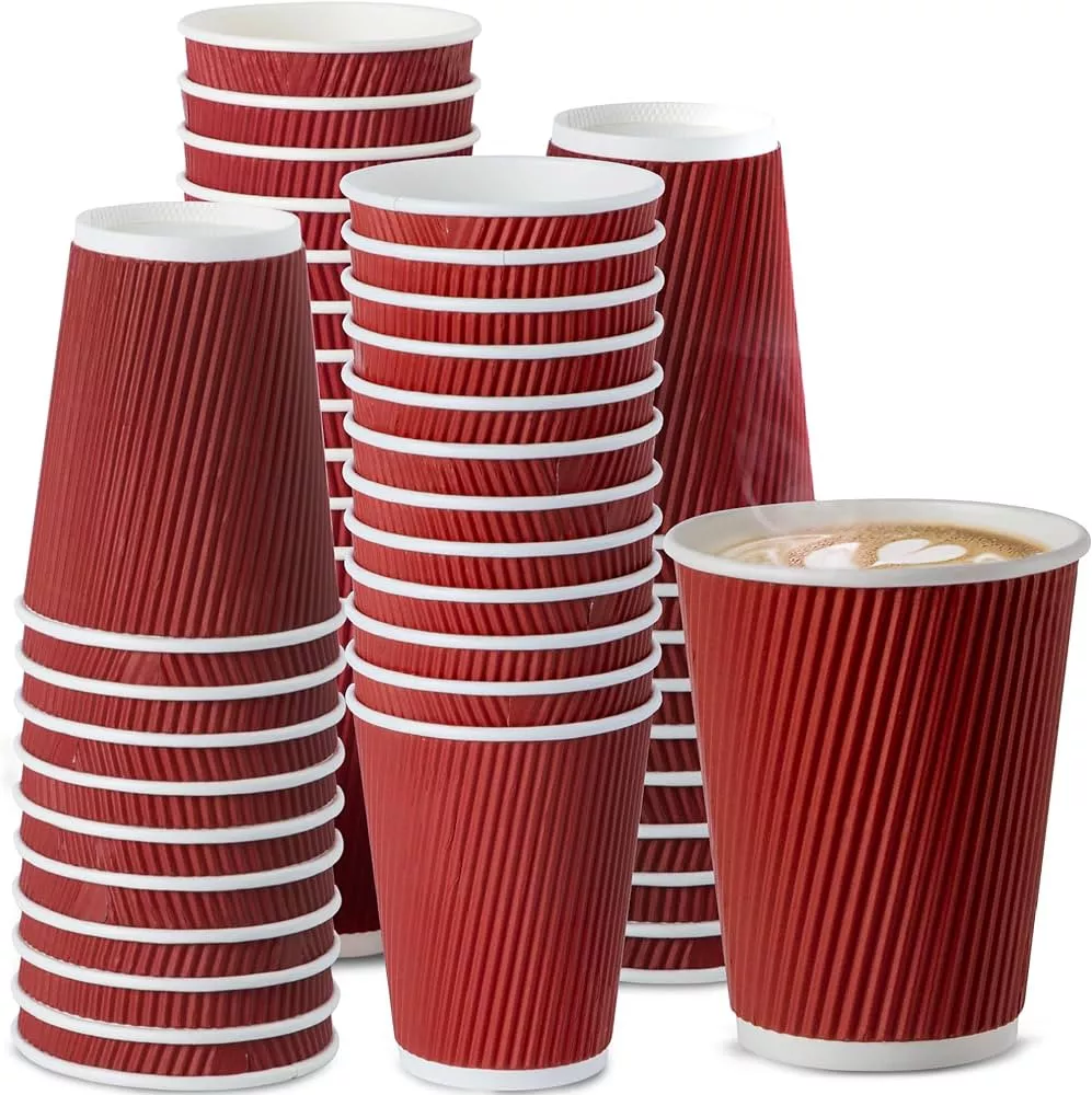 Rouge Red Triple Wall Ripple Cups & Lids - Coffee Supplies